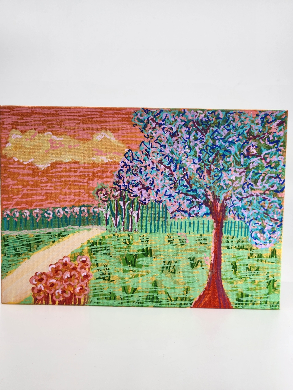Hand-Painted Acrylic Landscape Canvas Art - Peach Skies - Picture 3 of 5